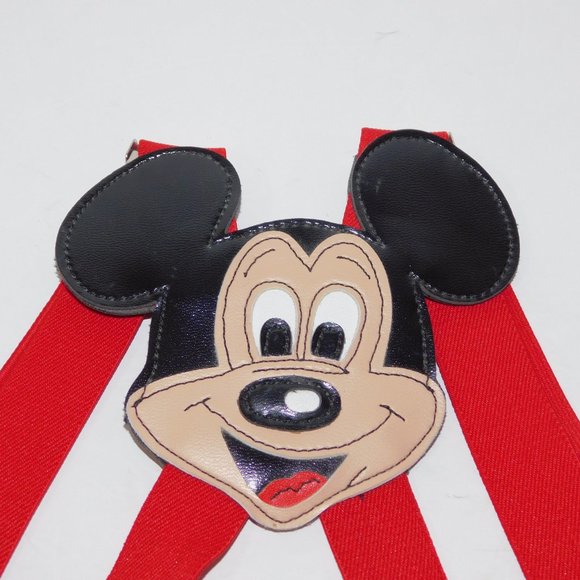 Vintage Disney Mickey Mouse Face Red Kids Childrens Adjustable Suspenders - Picture 3 of 4